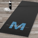 Personalized Chic Calligraphy Name Monogram Blue Yoga Mat<br><div class="desc">Create Your Own Personalized Modern Bold Script Name Monogram Black and White Double-Sided Yoga Mat. This chic, luxury yoga mat features a stylish monogram design with a sleek black background and a bold blue initial, overlaid with a flowing white script name for a personal touch. Designed for both sides, this...</div>