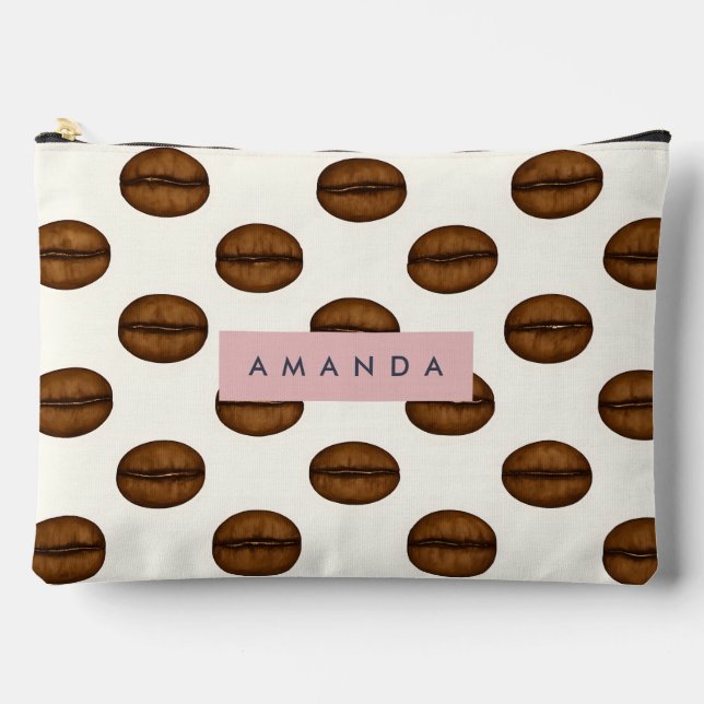 Personalized Chic Coffee Bean  Accessory Pouch (Front)