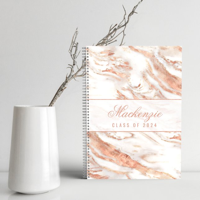 Personalized Chic Copper Marble Rose Gold Metallic Notebook (Creator Uploaded)