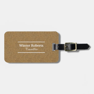 Personalized chic cork wood luggage tag