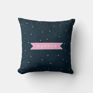 Personalized chic dark denim rhinestone pattern throw pillow