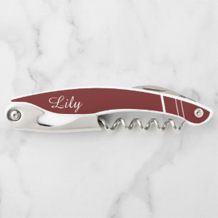 Personalized Chic Dark Red Corkscrew