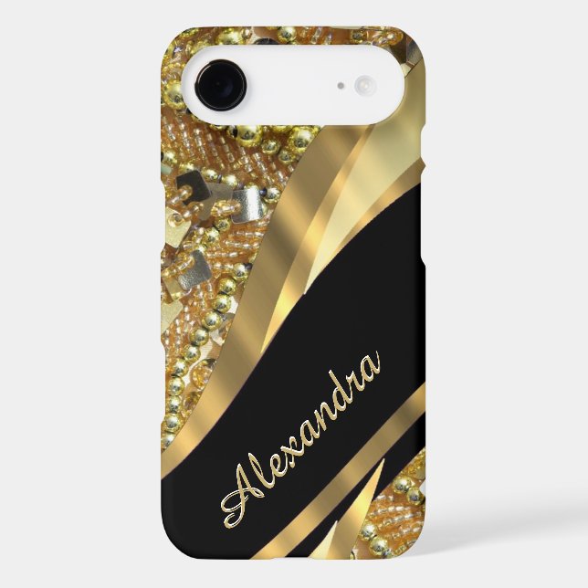 Personalized chic elegant black and gold bling Case-Mate iPhone case (Back)