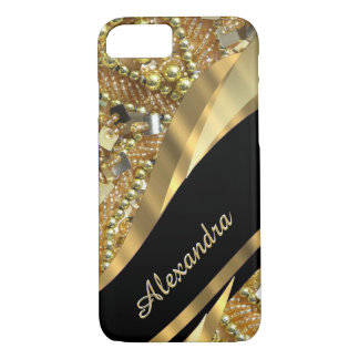 Personalized chic elegant black and gold bling Case-Mate iPhone case