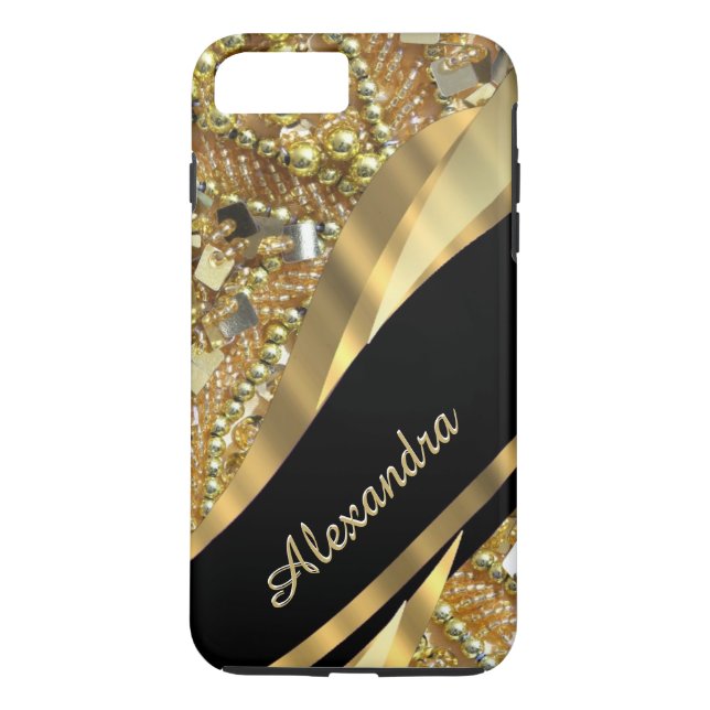 Personalized chic elegant black and gold bling Case-Mate iPhone case (Back)