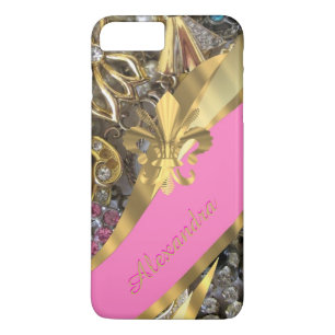 Personalized chic elegant gold and pink bling Case-Mate iPhone case