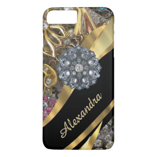 Personalized chic elegant gold rhinestone bling iPhone 8 plus/7 plus case