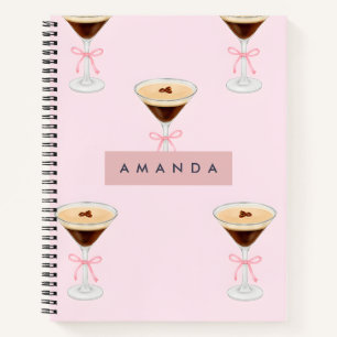 Personalized Chic Espresso Cocktail Pattern Notebook
