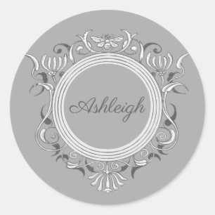 Personalized Chic Floral Decorative Classic Round Sticker