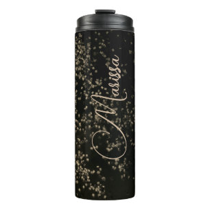 Personalized Chic Gold Confetti  Thermal Tumbler