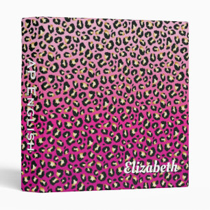 Personalized Chic Hot Pink Leopard Print Binder