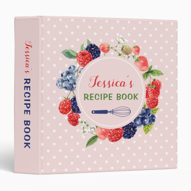 Personalized Chic Kitchen Dessert Recipe Book Binder (Front/Spine)