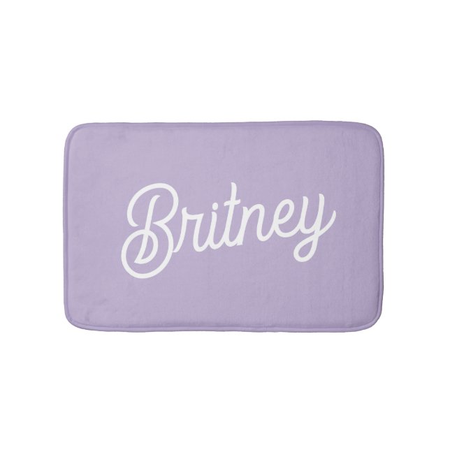 Personalized Chic Lavender Purple Monogram  Name Bath Mat (Front)