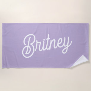 Personalized Chic Lavender Purple Monogram  Name Beach Towel