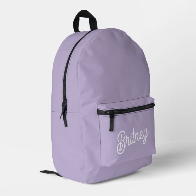 Personalized Chic Lavender Purple Monogram  Name Printed Backpack (Back Corner Left)
