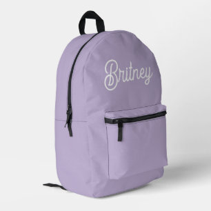 Personalized Chic Lavender Purple Monogram Name Printed Backpack