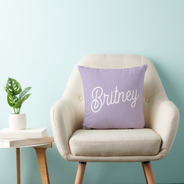 Personalized Chic Lavender Purple Monogram  Name Throw Pillow (Chair)