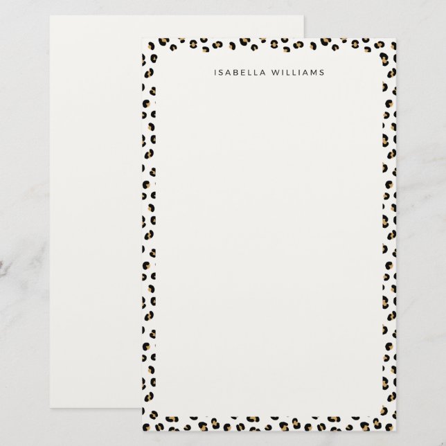Personalized Chic Leopard Animal Print Pattern Stationery (Front/Back)
