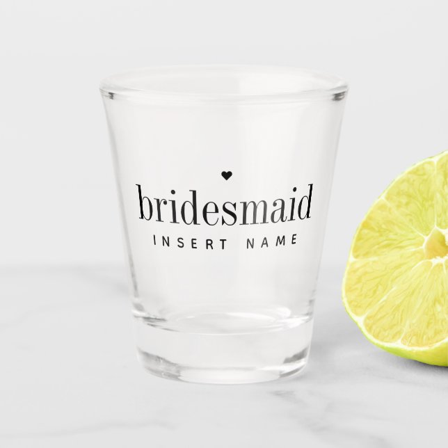 Personalized Chic Modern Bridesmaid Shot Glass (Front)