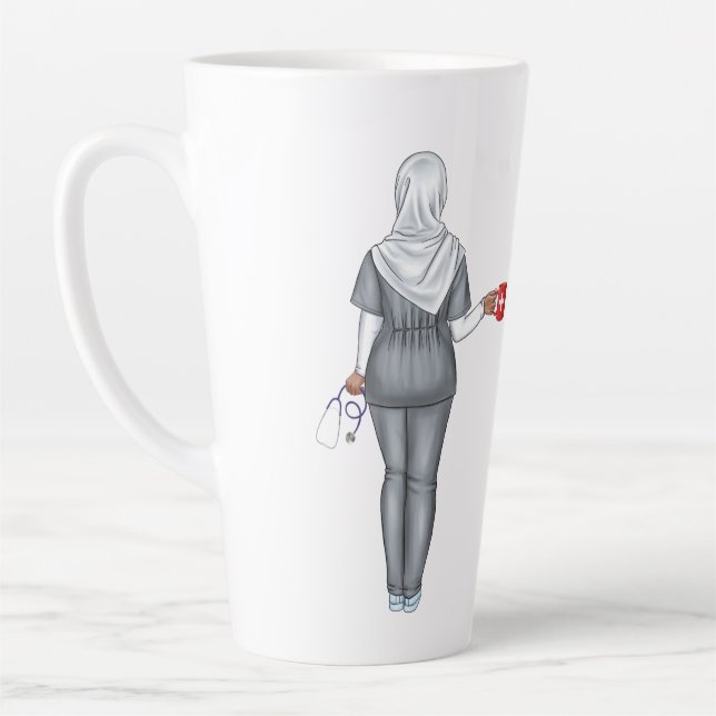 Personalized Chic Muslim Woman Nurse Mug (Left)