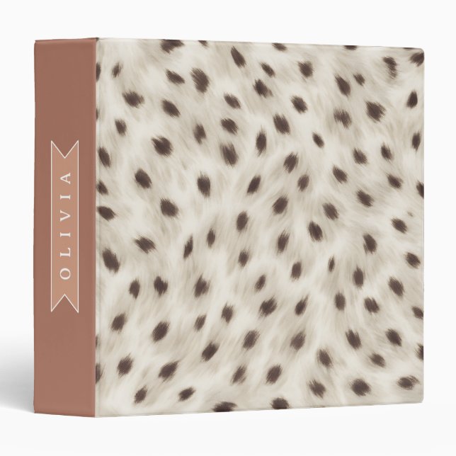Personalized Chic Neutral Leopard Animal Print Binder (Front/Spine)