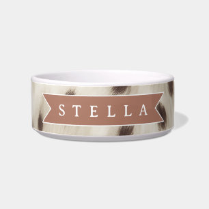 Personalized Chic Neutral Leopard Animal Print Bowl