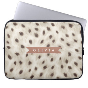 Personalized Chic Neutral Leopard Animal Print Laptop Sleeve