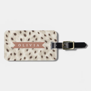 Personalized Chic Neutral Leopard Animal Print Luggage Tag