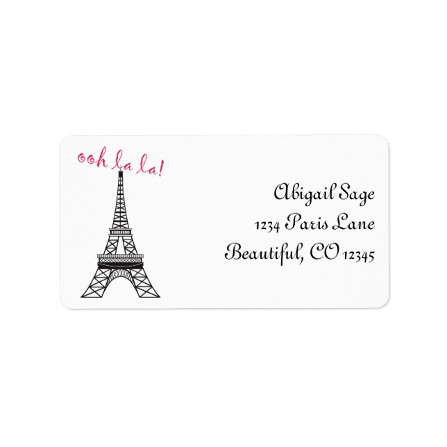 Personalized Chic Paris Eiffel Tower Address Label (Front)