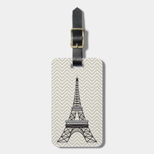 Personalized Chic Paris Eiffel Tower Luggage Tag (Front Vertical)
