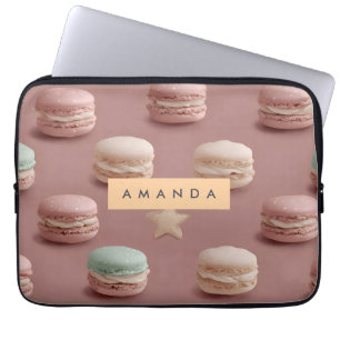Personalized Chic Pastel Macaron Pattern Laptop Sleeve