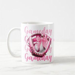 Personalized Chic Photo Pink Bow Baseball Game Mug
