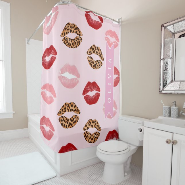 Personalized Chic Pink Leopart Print Lip Pattern (In Situ)