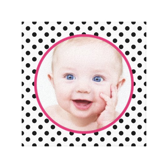 Personalized Chic Polka Dot Baby Photo Picture Canvas Print