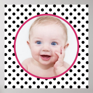 Personalized Chic Polka Dot Baby Photo Poster