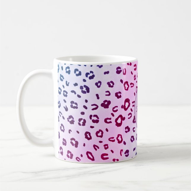 Personalized chic purple leopard design coffee mug (Left)
