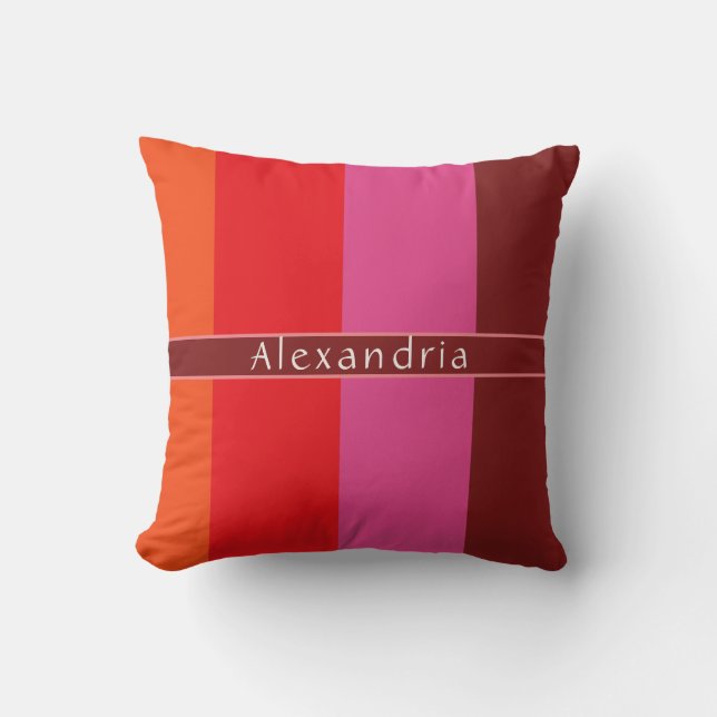 Personalized Chic Striped Throw Pillow (Front)