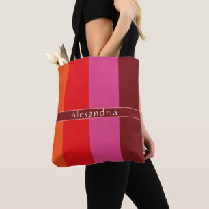 Personalized Chic Striped Tote Bag