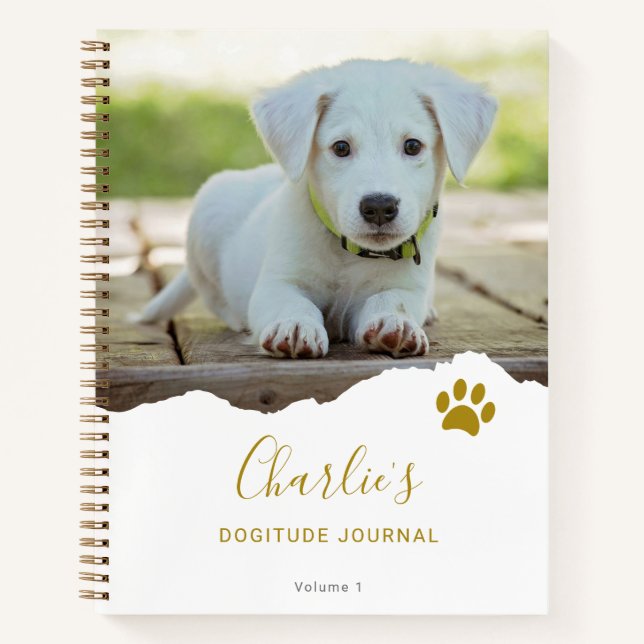 Personalized Chic Torn Photo Dog Gratitude Journal (Front)