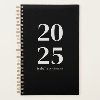 Personalized Chic Trendy Black Monthly/Weekly Planner