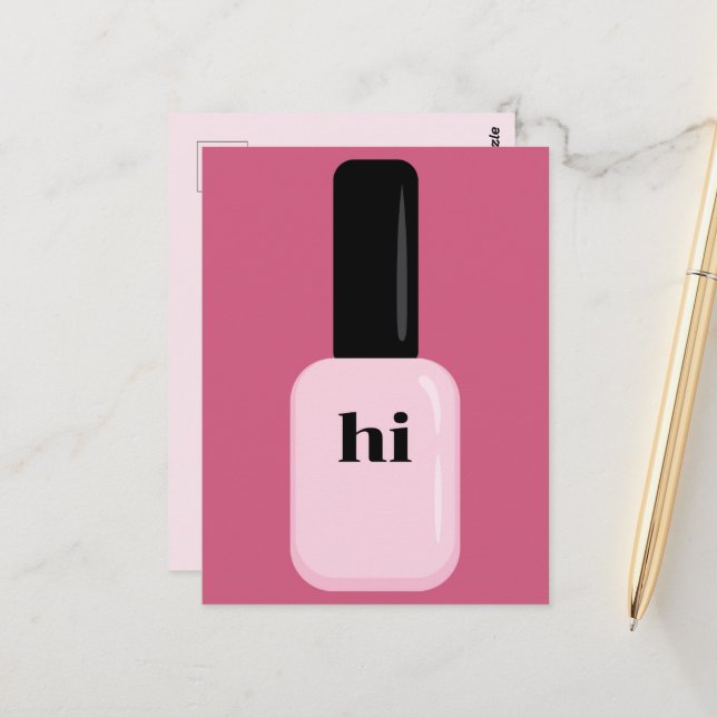 Personalized Chic Trendy Modern Pink Nail Polish Postcard (Front/Back In Situ)