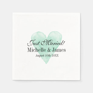 Personalized chic turquoise heart wedding napkins