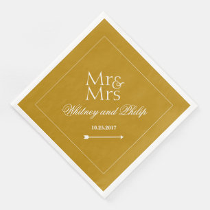 Personalized Chic Wedding Reception Gold Napkin