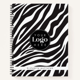 Personalized Chic Zebra Print Custom Company Logo Notebook