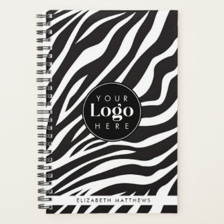 Personalized Chic Zebra Print Custom Company Logo  Planner
