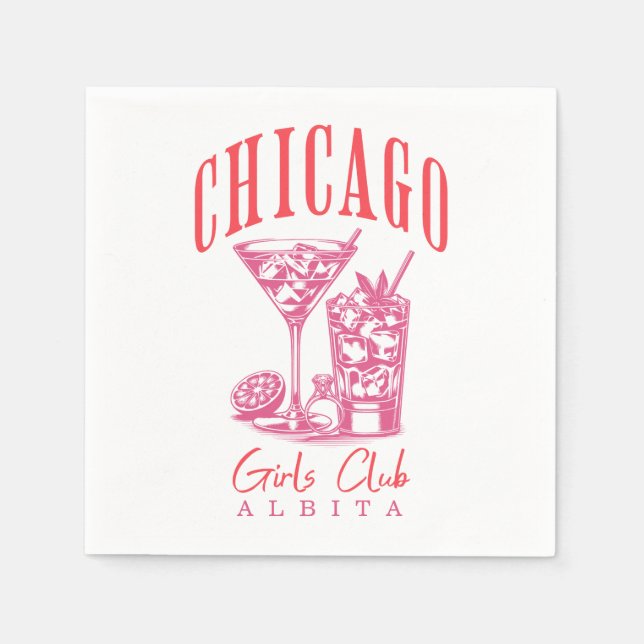 Personalized chicago bachelorette classic napkin (Front)