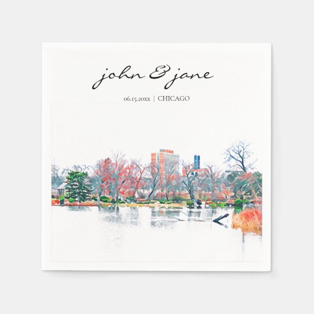 Personalized Chicago Jackson Park Cocktail Napkin (Front)