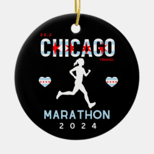 Personalized Chicago Marathon gift for marathoner Ceramic Ornament