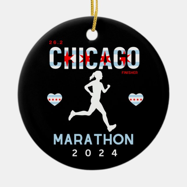 Personalized Chicago Marathon gift for marathoner Ceramic Ornament (Front)