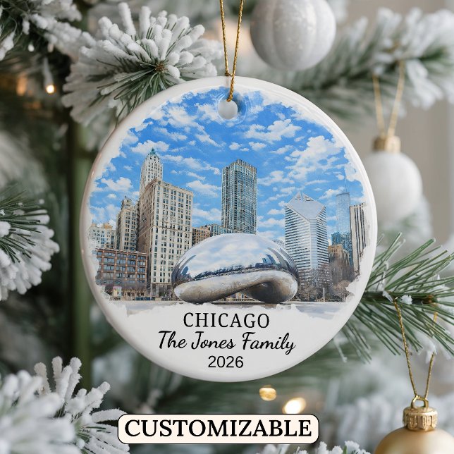 Personalized Chicago Ornament, Custom Illinois Ceramic Ornament (Creator Uploaded)